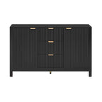 Mobiletto da ingresso con design a onde - 3 ripiani regolabili, 3 cassetti e ante con chiusura ammortizzata, tavolo consolle con maniglie in metallo