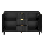 Mobiletto da ingresso con design a onde - 3 ripiani regolabili, 3 cassetti e ante con chiusura ammortizzata, tavolo consolle con maniglie in metallo