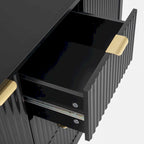 Mobiletto da ingresso con design a onde - 3 ripiani regolabili, 3 cassetti e ante con chiusura ammortizzata, tavolo consolle con maniglie in metallo