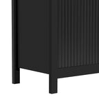 Mobiletto da ingresso con design a onde - 3 ripiani regolabili, 3 cassetti e ante con chiusura ammortizzata, tavolo consolle con maniglie in metallo