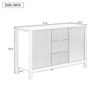 Mobiletto da ingresso con design a onde - 3 ripiani regolabili, 3 cassetti e ante con chiusura ammortizzata, tavolo consolle con maniglie in metallo