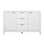 Mobiletto da ingresso con design a onde - 3 ripiani regolabili, 3 cassetti e ante con chiusura ammortizzata, tavolo consolle con maniglie in metallo