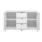 Mobiletto da ingresso con design a onde - 3 ripiani regolabili, 3 cassetti e ante con chiusura ammortizzata, tavolo consolle con maniglie in metallo