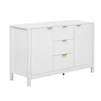 Mobiletto da ingresso con design a onde - 3 ripiani regolabili, 3 cassetti e ante con chiusura ammortizzata, tavolo consolle con maniglie in metallo