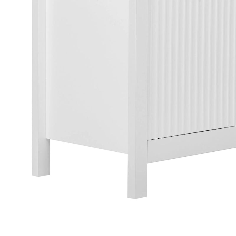 Mobiletto da ingresso con design a onde - 3 ripiani regolabili, 3 cassetti e ante con chiusura ammortizzata, tavolo consolle con maniglie in metallo