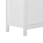 Mobiletto da ingresso con design a onde - 3 ripiani regolabili, 3 cassetti e ante con chiusura ammortizzata, tavolo consolle con maniglie in metallo