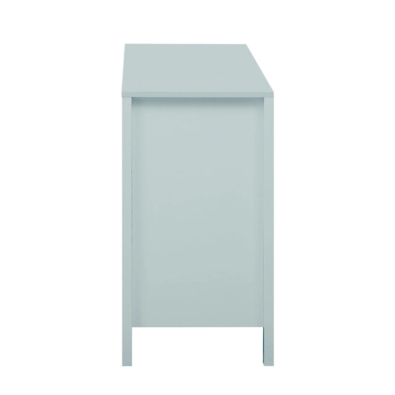 Mobiletto da ingresso con design a onde - 3 ripiani regolabili, 3 cassetti e ante con chiusura ammortizzata, tavolo consolle con maniglie in metallo