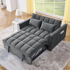 Divano Letto Futon Moderno Convertibile, Schienale Regolabile, Braccioli Porta Oggetti