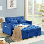Divano Letto Futon Moderno Convertibile, Schienale Regolabile, Braccioli Porta Oggetti