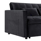 Divano Letto Futon Moderno Convertibile, Schienale Regolabile, Braccioli Porta Oggetti