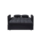 Divano Letto Futon Moderno Convertibile, Schienale Regolabile, Braccioli Porta Oggetti
