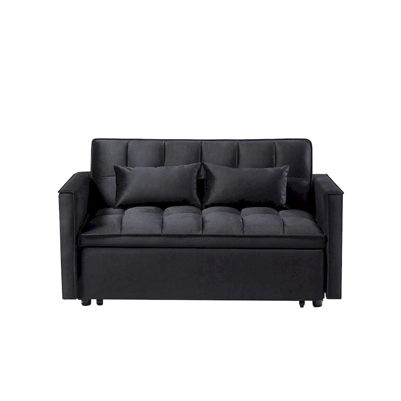 Divano Letto Futon Moderno Convertibile, Schienale Regolabile, Braccioli Porta Oggetti