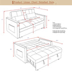 Divano Letto Futon Moderno Convertibile, Schienale Regolabile, Braccioli Porta Oggetti