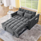 Divano Letto Futon Moderno Convertibile, Schienale Regolabile, Braccioli Porta Oggetti