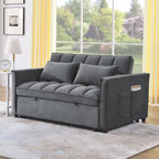 Divano Letto Futon Moderno Convertibile, Schienale Regolabile, Braccioli Porta Oggetti