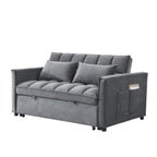 Divano Letto Futon Moderno Convertibile, Schienale Regolabile, Braccioli Porta Oggetti