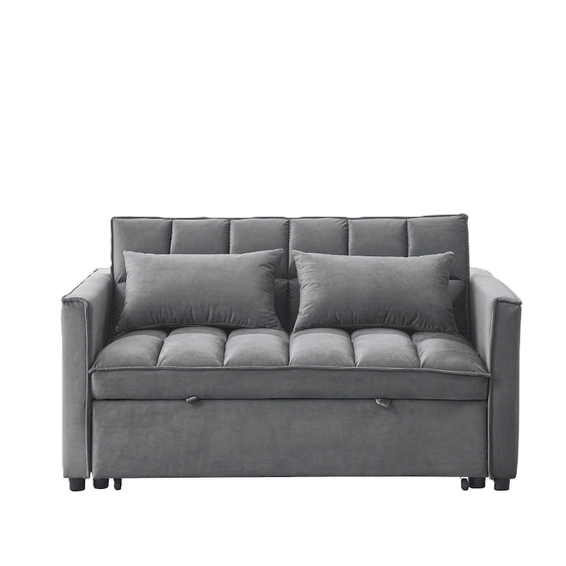 Divano Letto Futon Moderno Convertibile, Schienale Regolabile, Braccioli Porta Oggetti