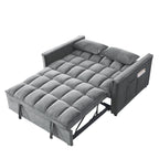 Divano Letto Futon Moderno Convertibile, Schienale Regolabile, Braccioli Porta Oggetti