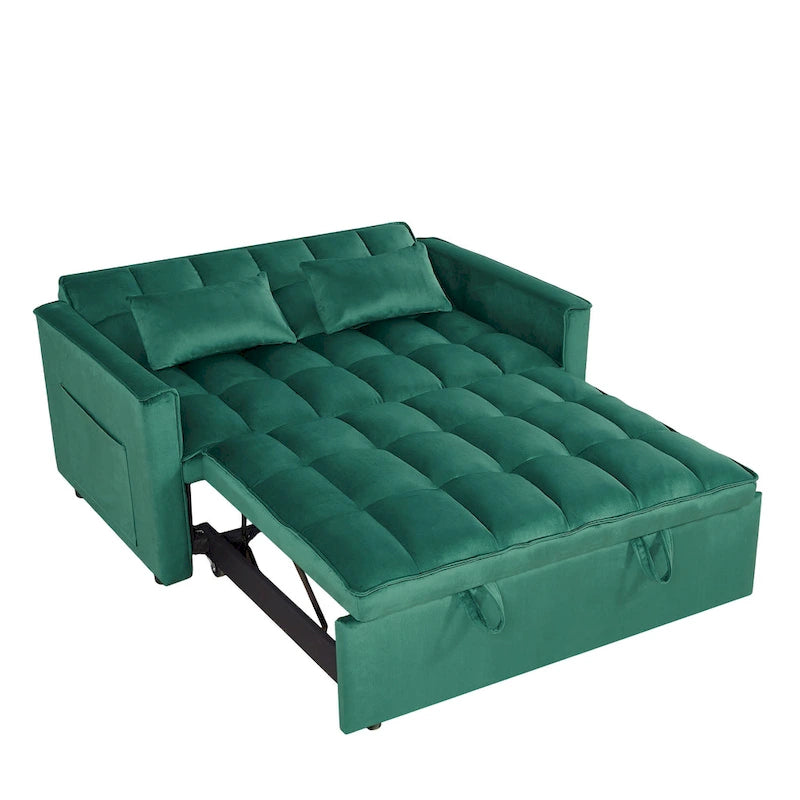 Divano Letto Futon Moderno Convertibile, Schienale Regolabile, Braccioli Porta Oggetti