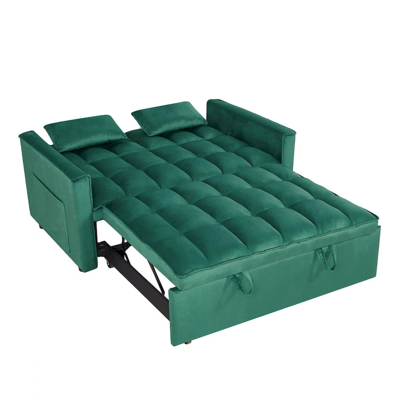 Divano Letto Futon Moderno Convertibile, Schienale Regolabile, Braccioli Porta Oggetti