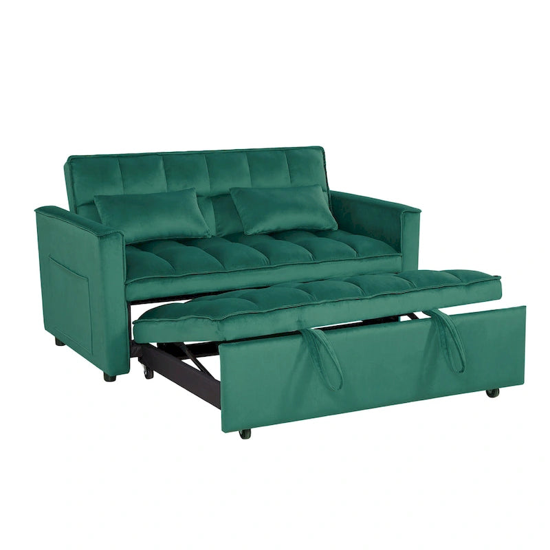 Divano Letto Futon Moderno Convertibile, Schienale Regolabile, Braccioli Porta Oggetti