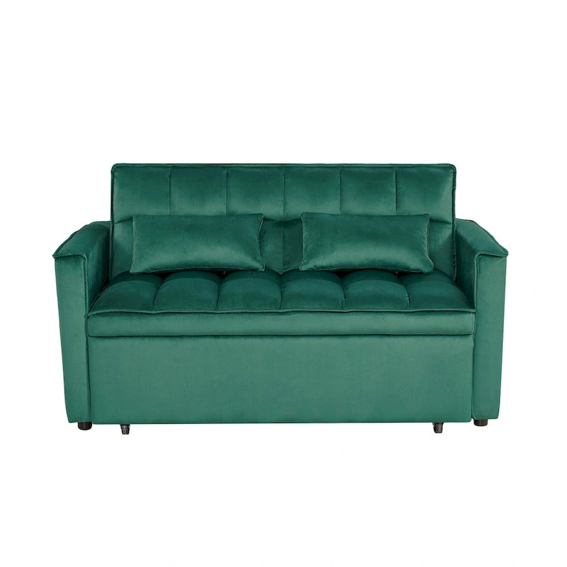 Divano Letto Futon Moderno Convertibile, Schienale Regolabile, Braccioli Porta Oggetti