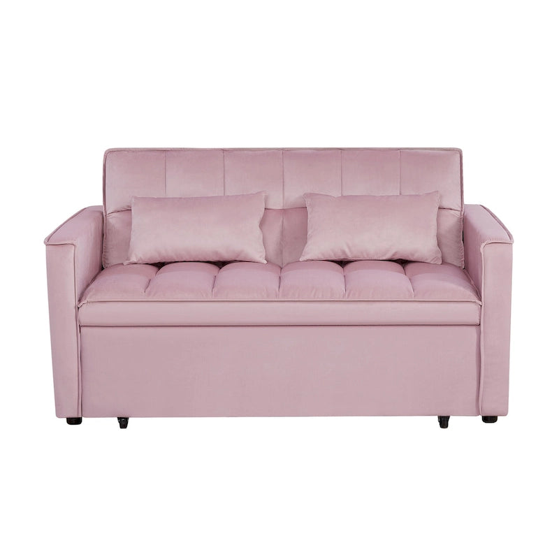 Divano Letto Futon Moderno Convertibile, Schienale Regolabile, Braccioli Porta Oggetti