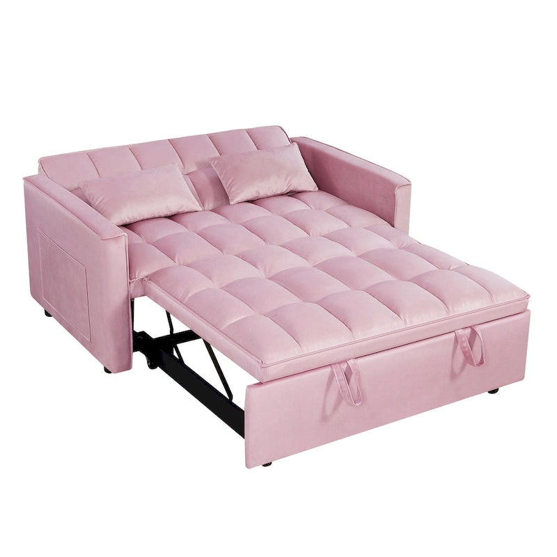 Divano Letto Futon Moderno Convertibile, Schienale Regolabile, Braccioli Porta Oggetti