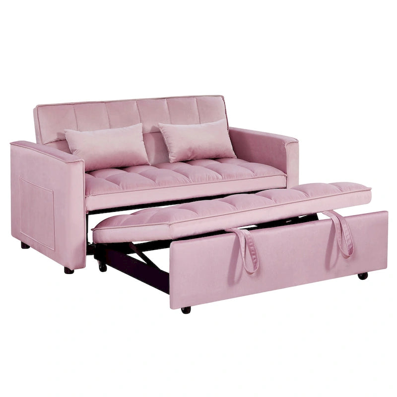 Divano Letto Futon Moderno Convertibile, Schienale Regolabile, Braccioli Porta Oggetti