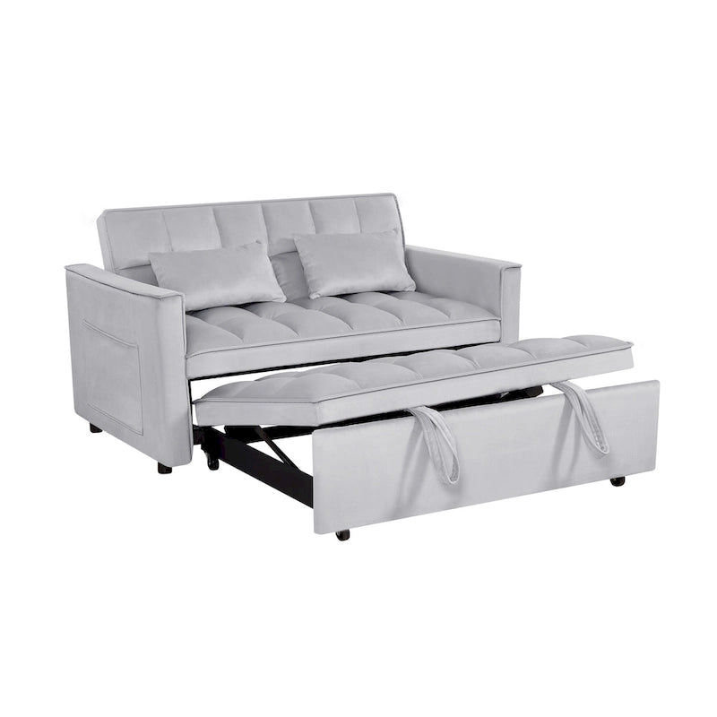 Divano Letto Futon Moderno Convertibile, Schienale Regolabile, Braccioli Porta Oggetti
