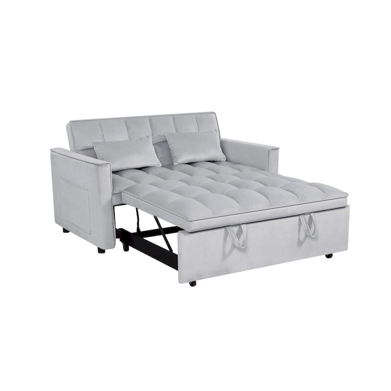 Divano Letto Futon Moderno Convertibile, Schienale Regolabile, Braccioli Porta Oggetti