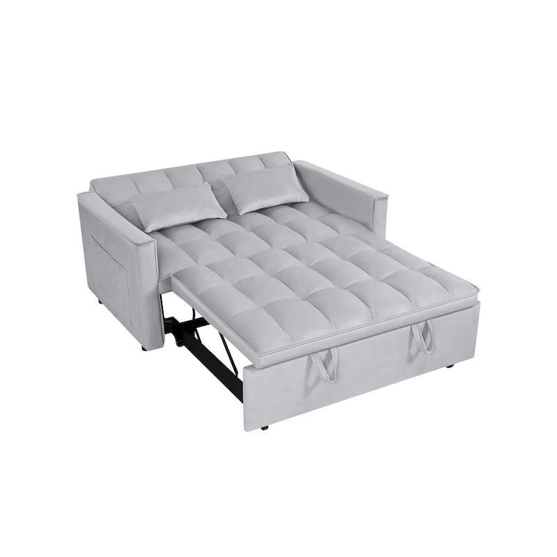 Divano Letto Futon Moderno Convertibile, Schienale Regolabile, Braccioli Porta Oggetti