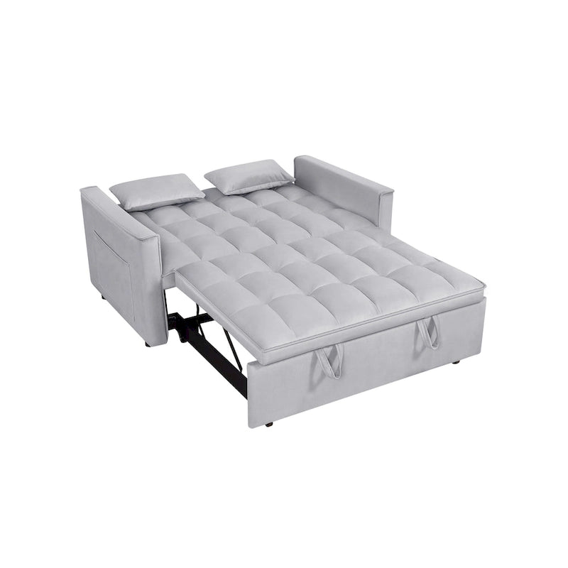 Divano Letto Futon Moderno Convertibile, Schienale Regolabile, Braccioli Porta Oggetti
