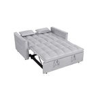 Divano Letto Futon Moderno Convertibile, Schienale Regolabile, Braccioli Porta Oggetti