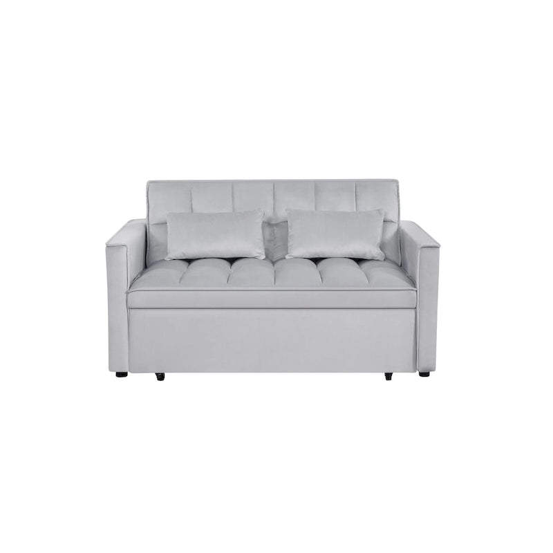 Divano Letto Futon Moderno Convertibile, Schienale Regolabile, Braccioli Porta Oggetti