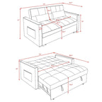 Divano Letto Futon Moderno Convertibile, Schienale Regolabile, Braccioli Porta Oggetti