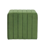 Pouf Ada con velluto verde trapuntato a canali, 48 cm