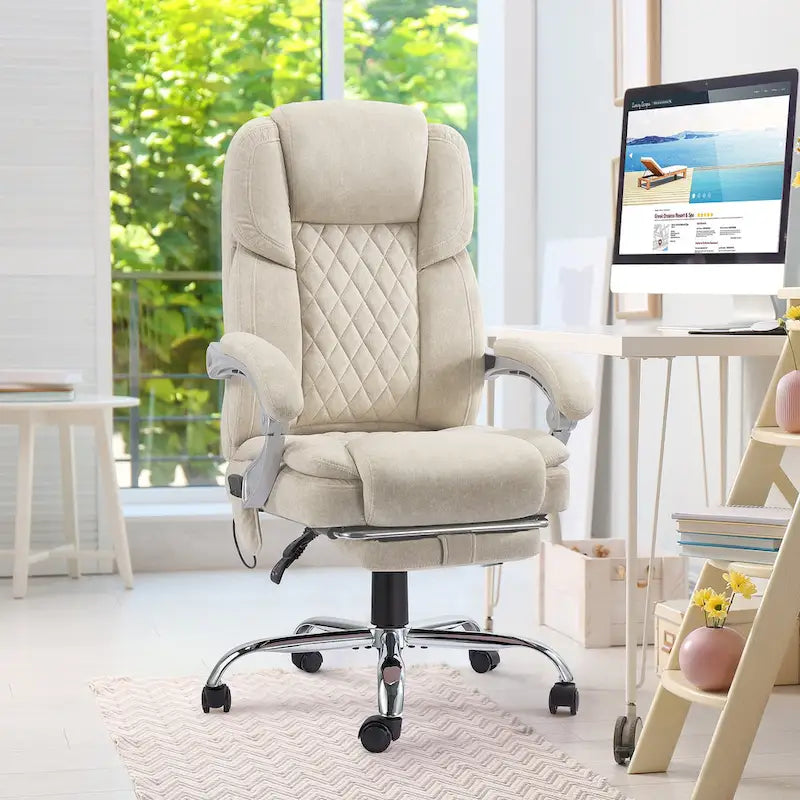   Heated Massage Office Chair with Footrest, Ergonomic Reclining Desk Chair with Lumbar Support and Adjustable Height.