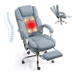 Sedia da ufficio massaggiante riscaldata con poggiapiedi, sedia da scrivania ergonomica reclinabile con supporto lombare e altezza regolabile.
