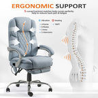 Sedia da ufficio massaggiante riscaldata con poggiapiedi, sedia da scrivania ergonomica reclinabile con supporto lombare e altezza regolabile.