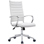 Sedia da ufficio moderna marrone con schienale alto, in pelle PU a coste, girevole, per sala conferenze, scrivania, visitatore, vintage, retrò, direzionale