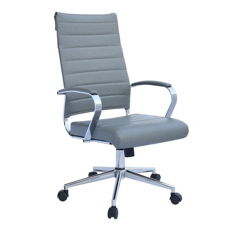 Sedia da ufficio moderna marrone con schienale alto, in pelle PU a coste, girevole, per sala conferenze, scrivania, visitatore, vintage, retrò, direzionale