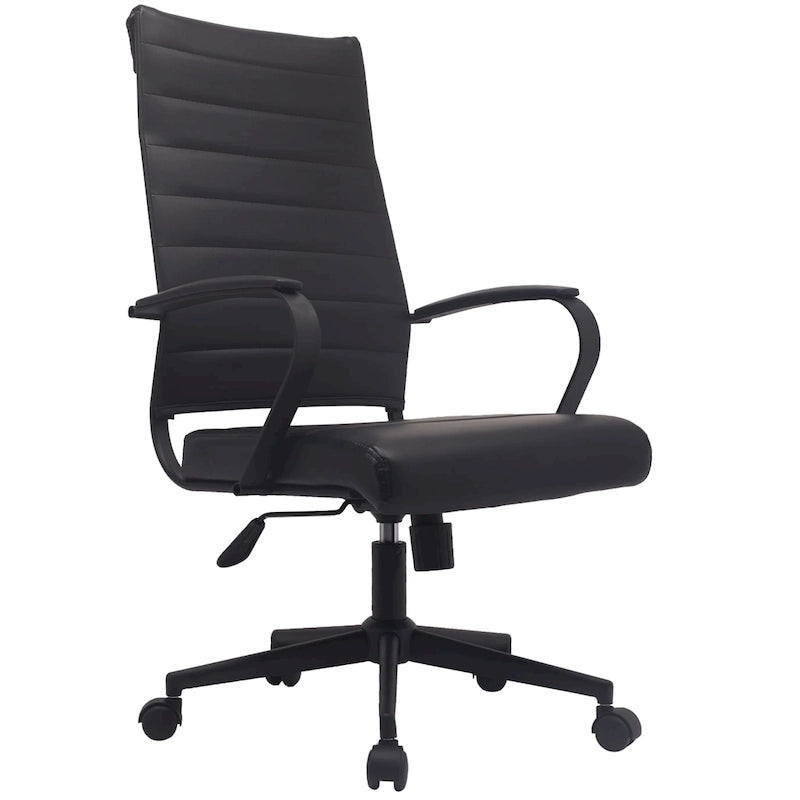 Sedia da ufficio moderna marrone con schienale alto, in pelle PU a coste, girevole, per sala conferenze, scrivania, visitatore, vintage, retrò, direzionale