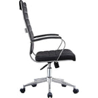 Sedia da ufficio moderna marrone con schienale alto, in pelle PU a coste, girevole, per sala conferenze, scrivania, visitatore, vintage, retrò, direzionale