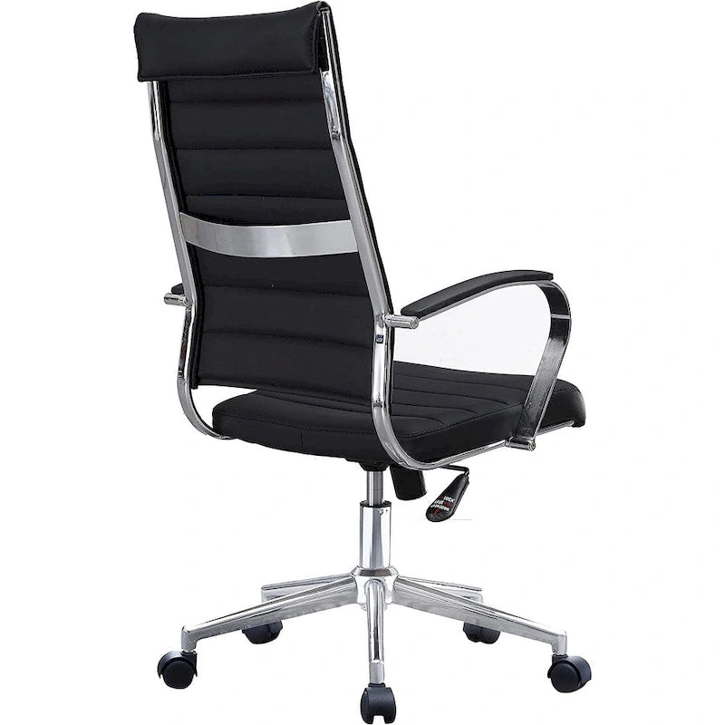 Sedia da ufficio moderna marrone con schienale alto, in pelle PU a coste, girevole, per sala conferenze, scrivania, visitatore, vintage, retrò, direzionale