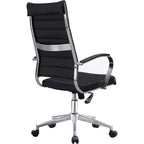 Sedia da ufficio moderna marrone con schienale alto, in pelle PU a coste, girevole, per sala conferenze, scrivania, visitatore, vintage, retrò, direzionale