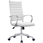 Sedia da ufficio moderna marrone con schienale alto, in pelle PU a coste, girevole, per sala conferenze, scrivania, visitatore, vintage, retrò, direzionale