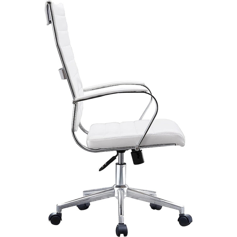 Sedia da ufficio moderna marrone con schienale alto, in pelle PU a coste, girevole, per sala conferenze, scrivania, visitatore, vintage, retrò, direzionale