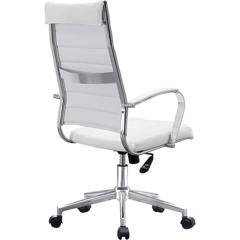 Sedia da ufficio moderna marrone con schienale alto, in pelle PU a coste, girevole, per sala conferenze, scrivania, visitatore, vintage, retrò, direzionale