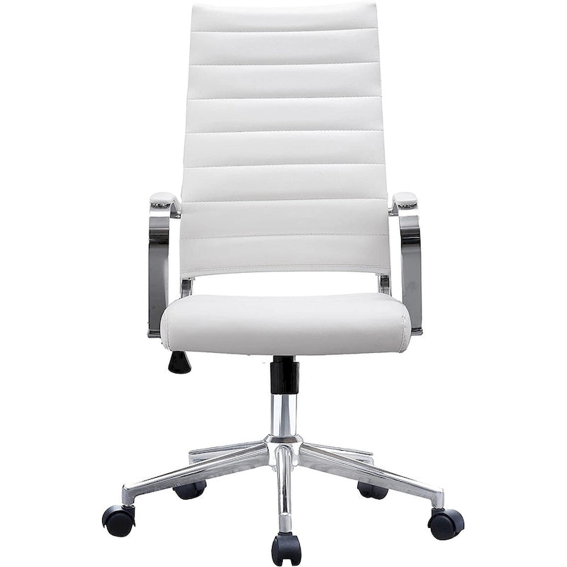 Sedia da ufficio moderna marrone con schienale alto, in pelle PU a coste, girevole, per sala conferenze, scrivania, visitatore, vintage, retrò, direzionale